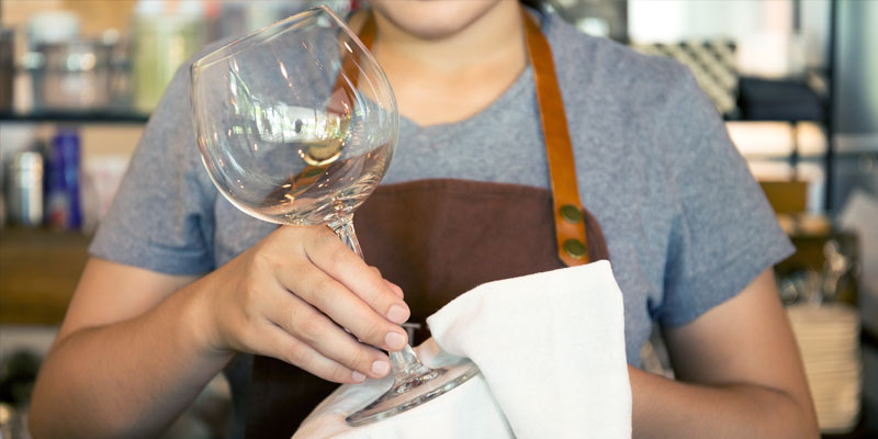 Polishing Wine and Champagne Glasses