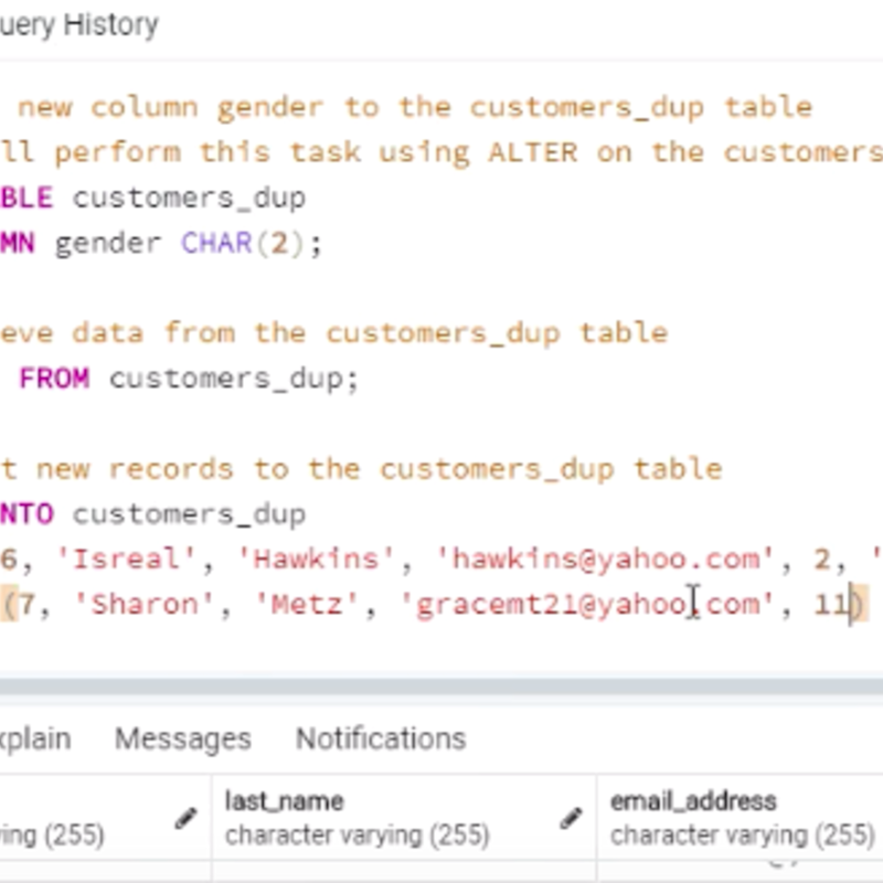 Performing Data Definition and Manipulation in SQL